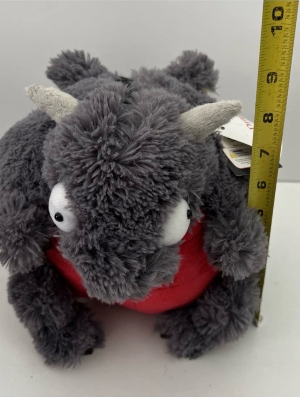 2016 Bad Dragon Duke The Dragon 8" Plush Gray Red Round RARE Stuffed Animal NWT - Picture 14 of 16